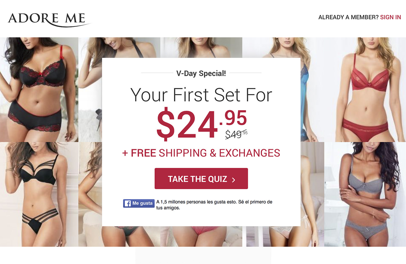 Offer from Adore me company - Marketing for clothing store