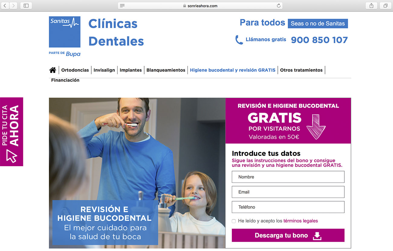 Promotion from the spanish dental clinic Sanitas - Marketing for dental clinics