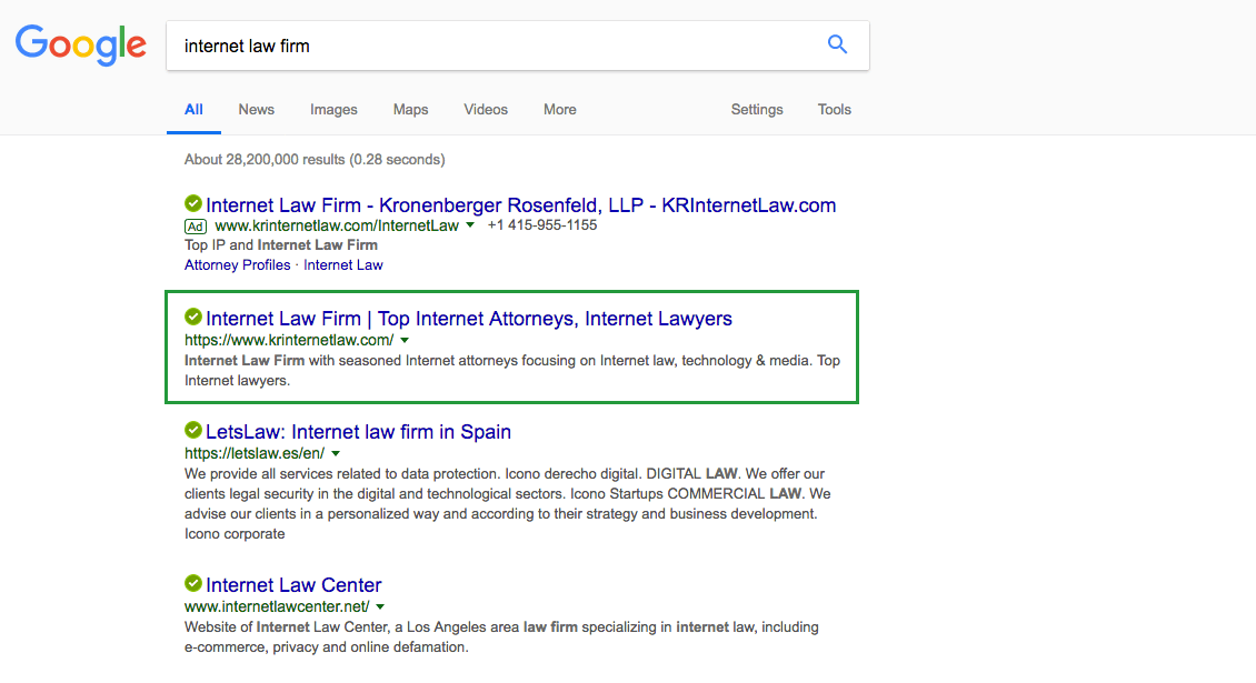 marketing para abogados - resultados en google