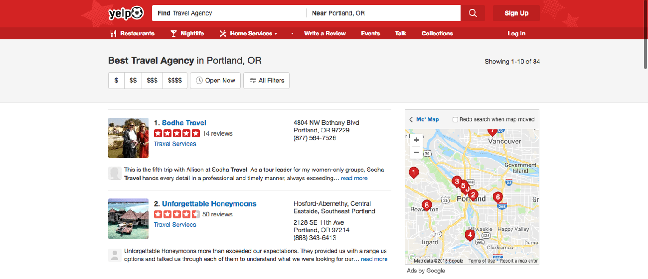 tourism marketing yelp