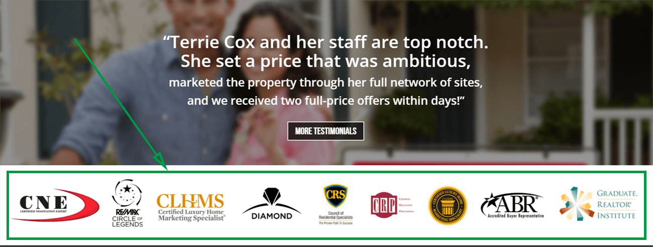 landing page for real estate terrie cox