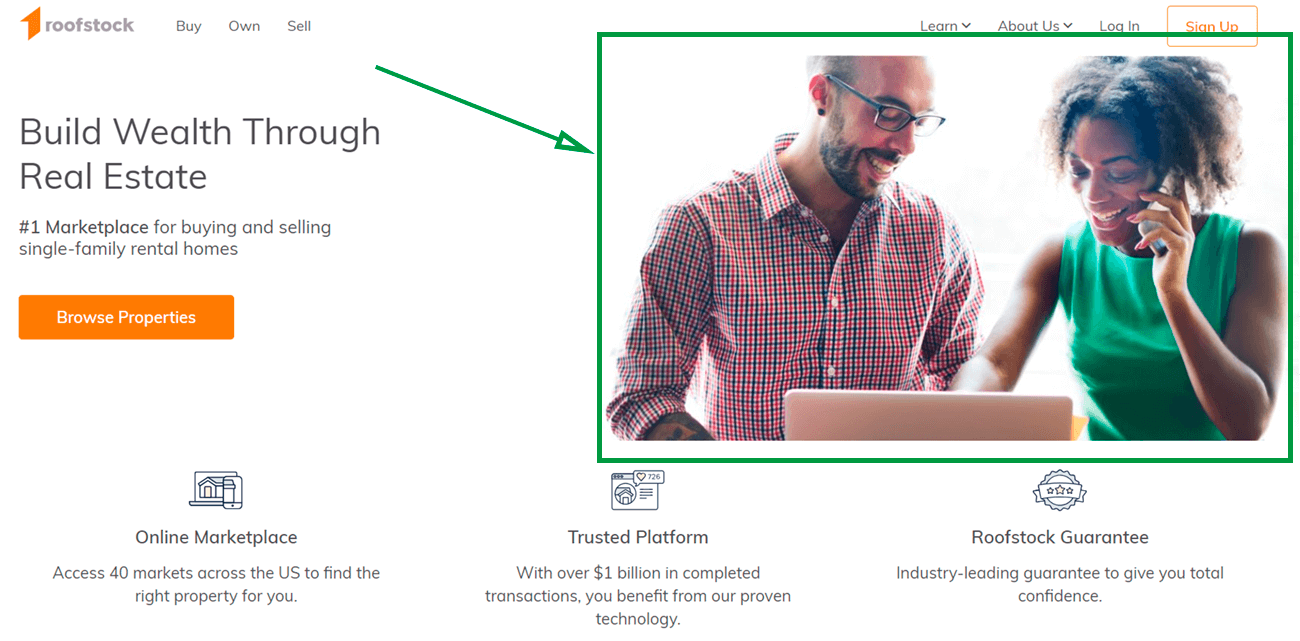 landing page for real estate roofstock