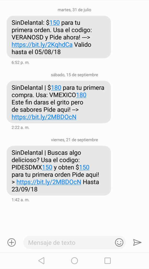 sms marketing sin delantal example