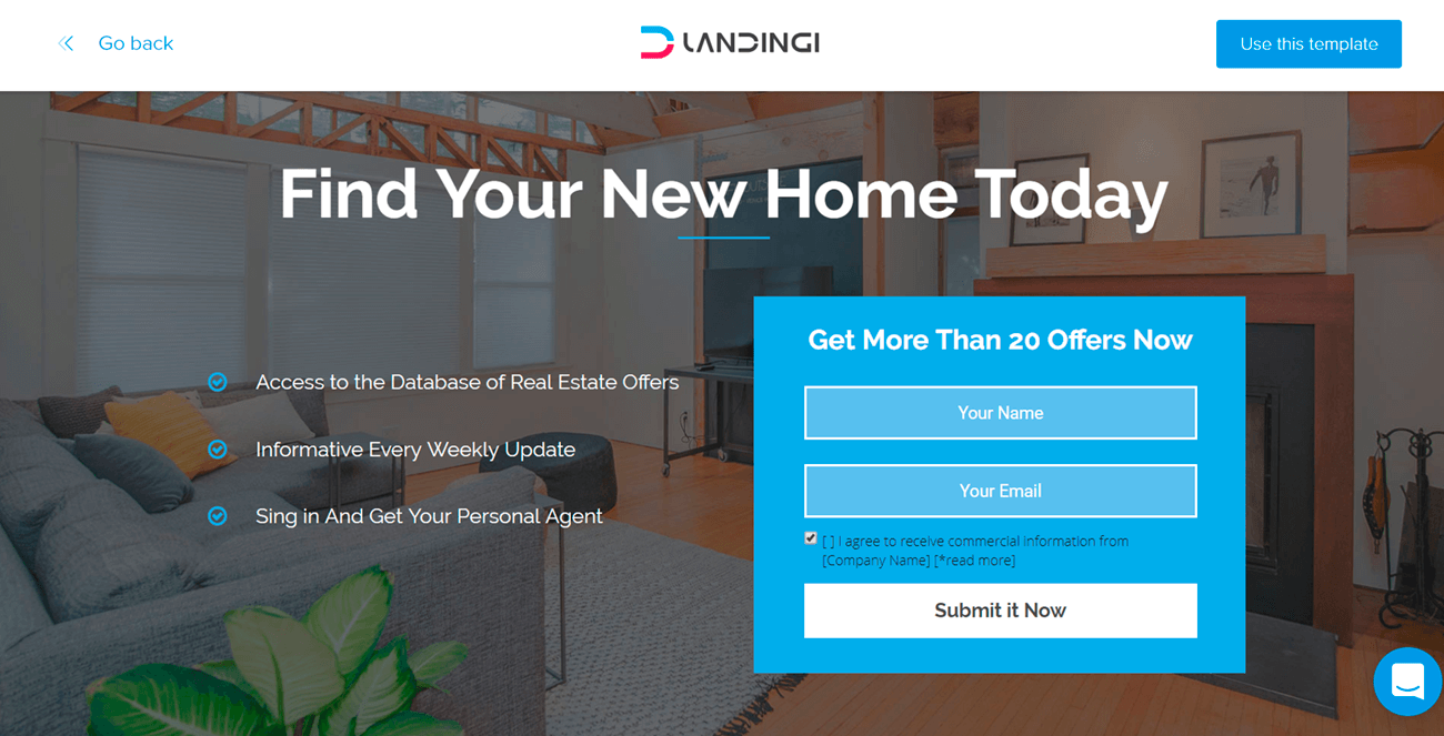 landing page for real estate landingi template example