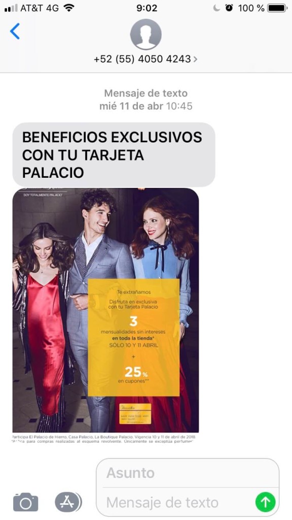 sms marketing palacio example