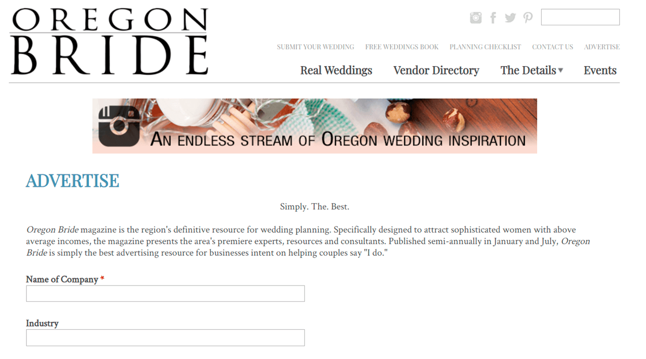 Marketing ideas for flower shops. Oregon bride magazine.