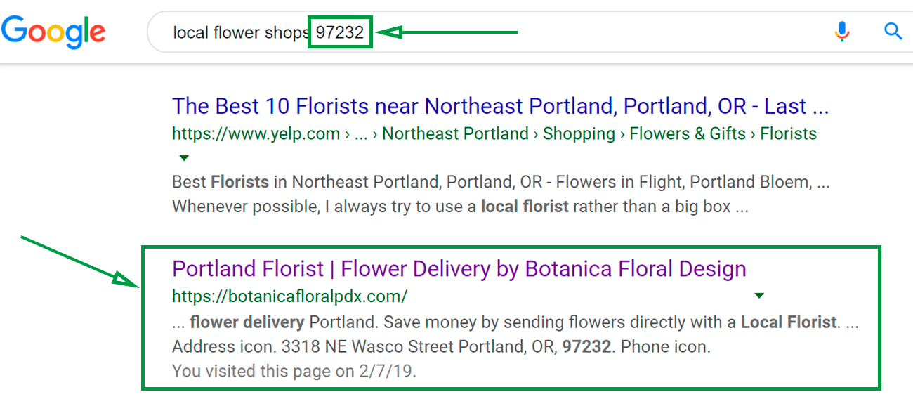 Marketing ideas for flower shops. Zipcode search.