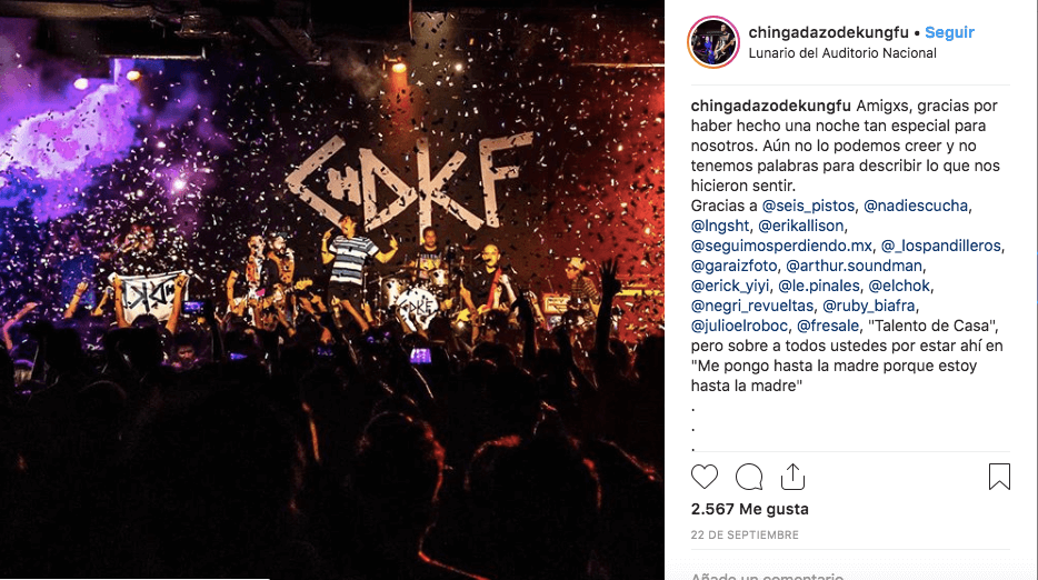 Marketing musical. Post de Instagram de Chdkf
