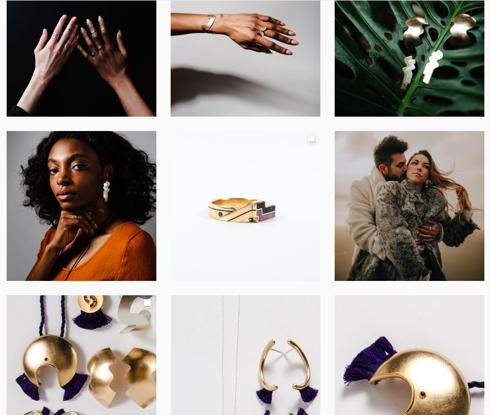 Jewelry marketing. Instagram Feed Screenshot.