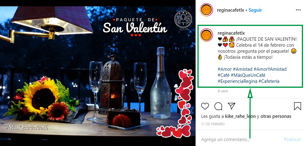 Marketing para cafeterías. Café Regina San Valentín