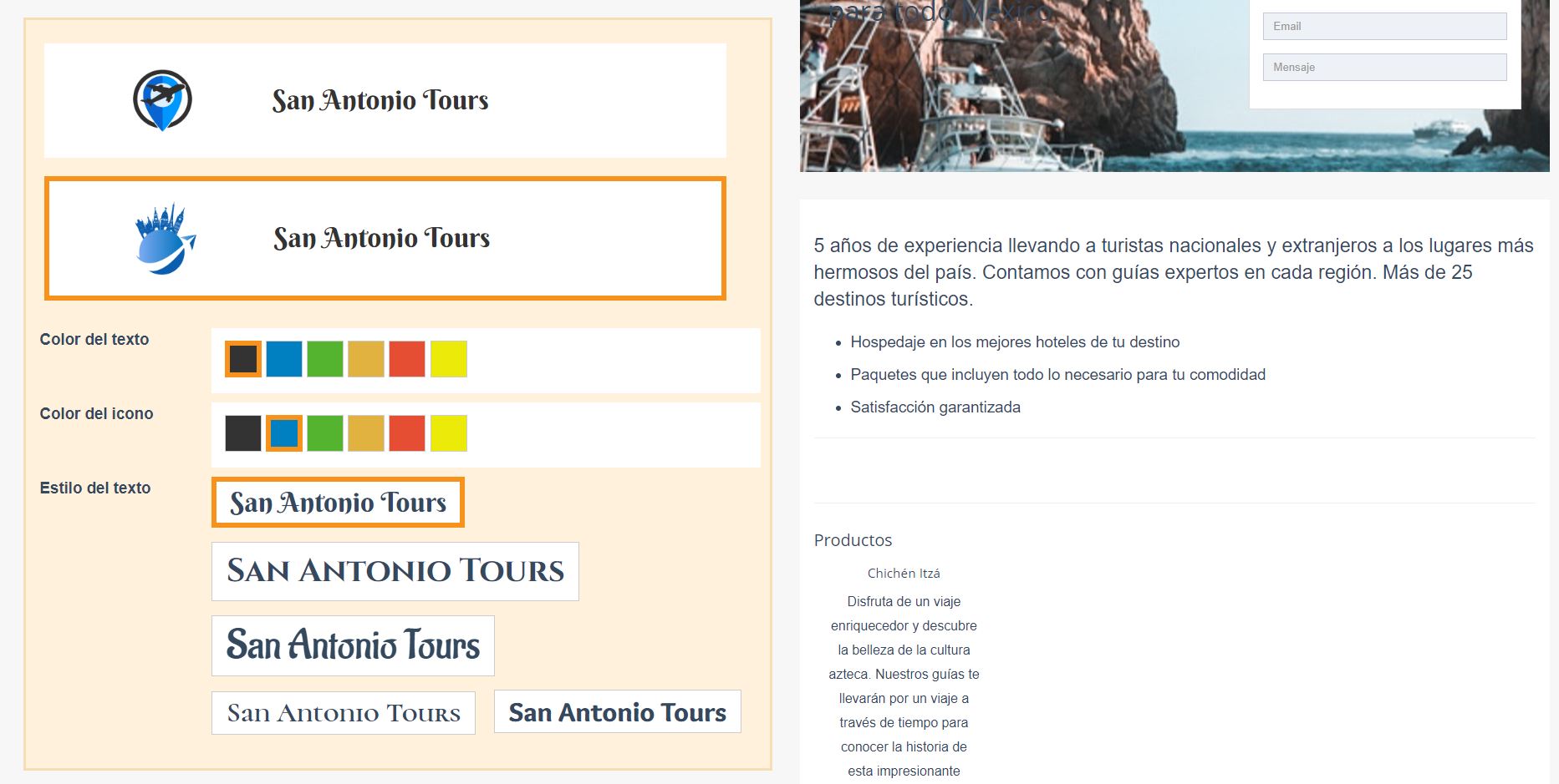 Crear página web para turismo. Generar logotipo
